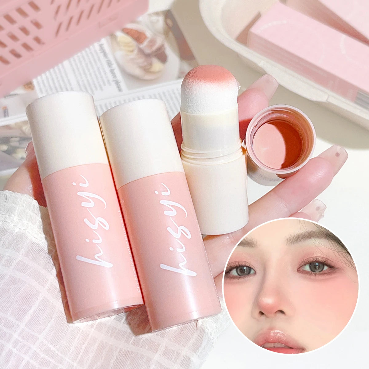 Soft Korean-Style Lip and Cheek Blush